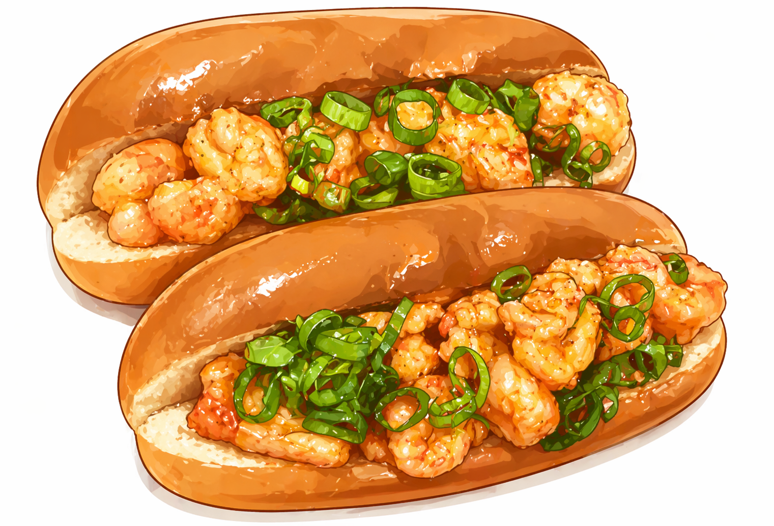 artistic illustration of shrimp rolls